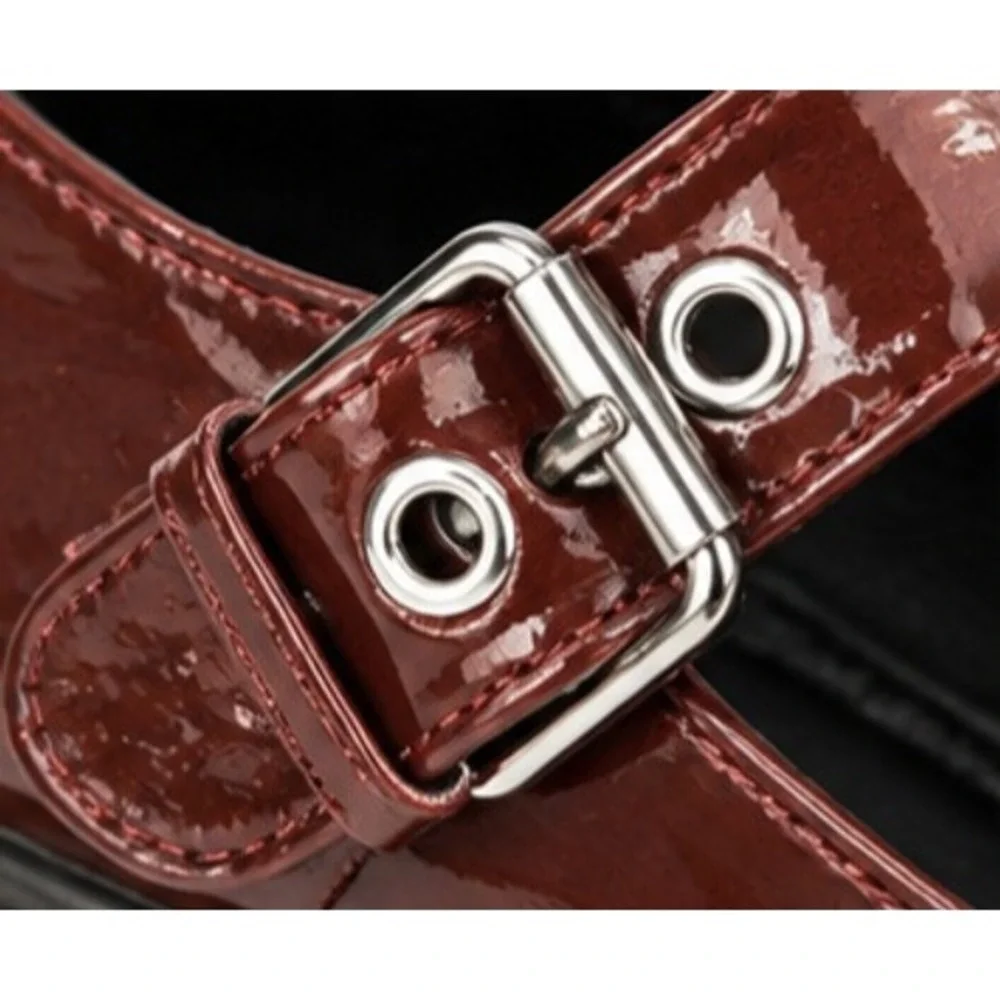 CIRCUS BY SAM EDELMAN Burgundy Patent T-Strap Mary Jane Shoes Size 6.5